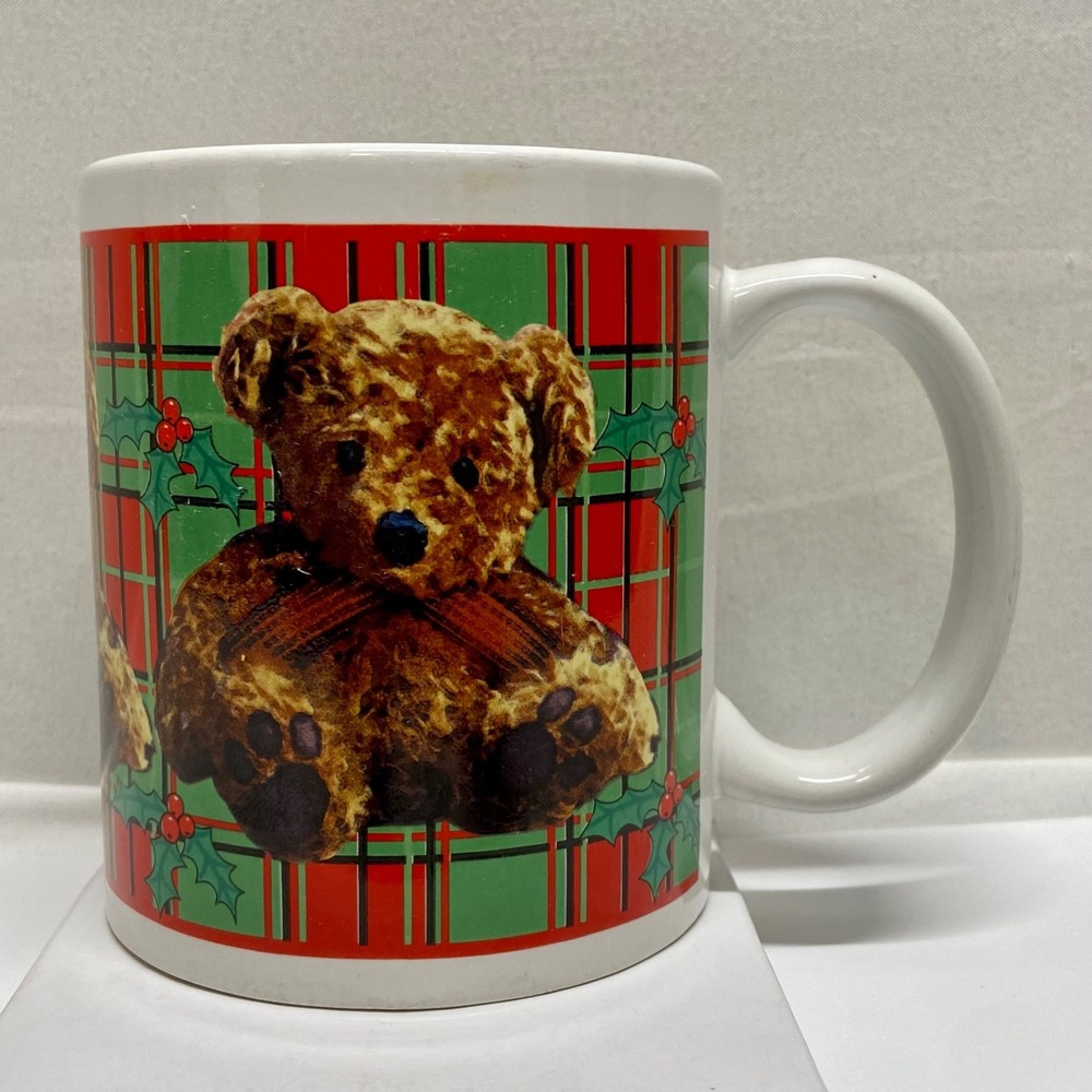 Vintage Holiday Bear Coffee Mug Christmas Present 12oz Houston Harvest Gift GUC